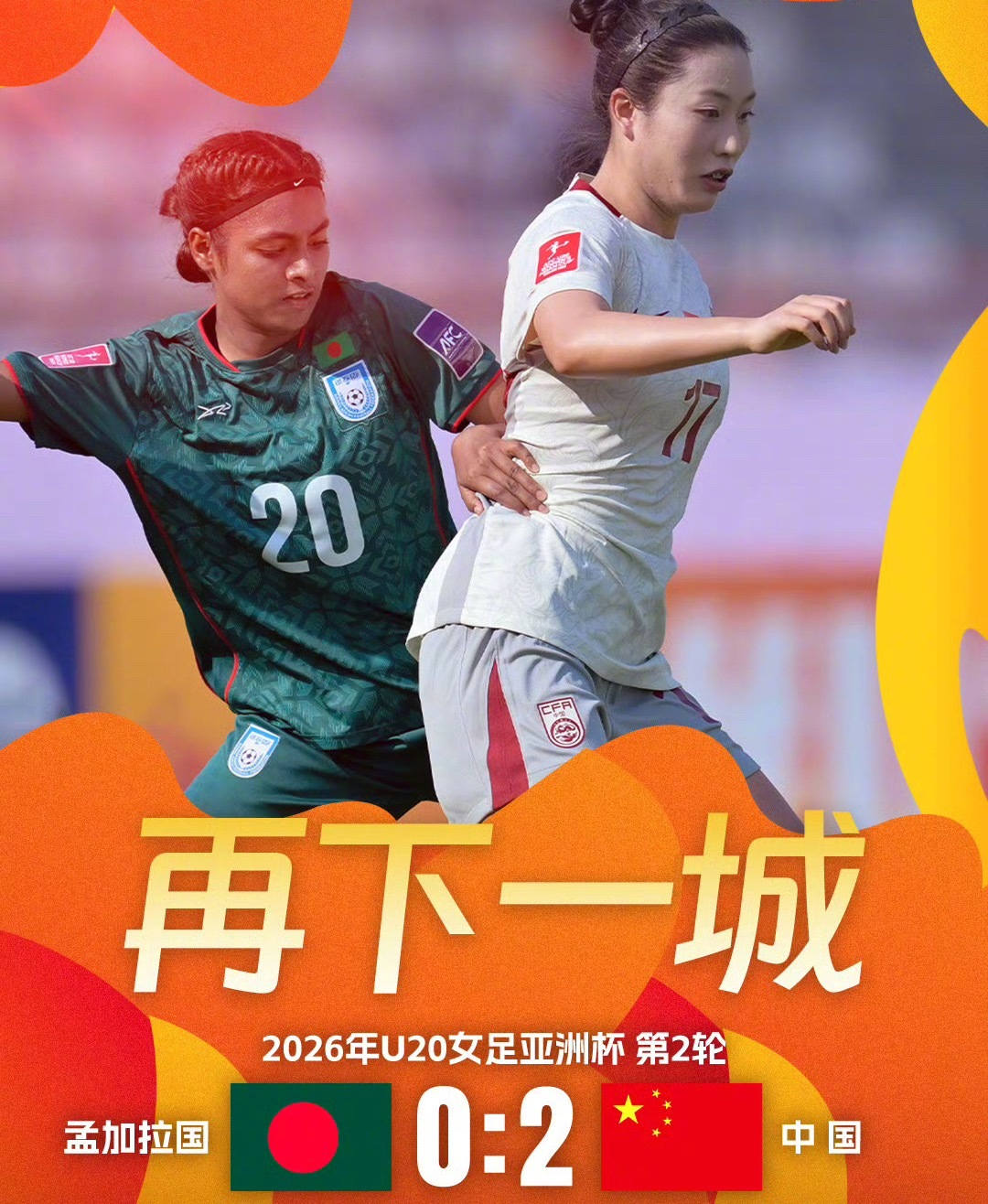 两连胜晋级！U20女足2-0小胜孟加拉，提前锁定淘汰赛席位。进攻端机会不少，可惜