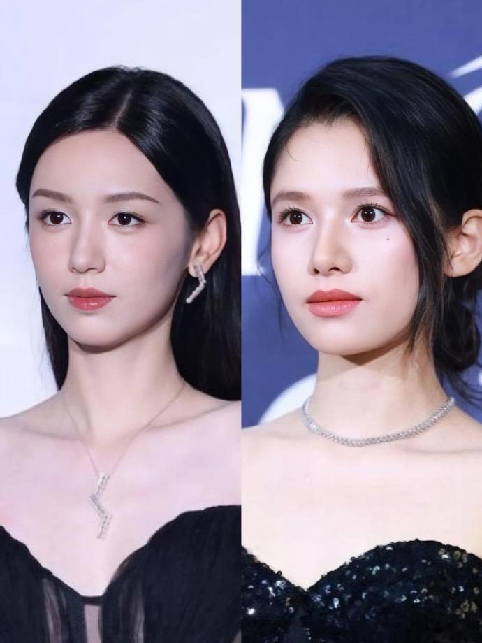 第一次这么直观…周也、张婧仪真是美的各有千秋，都说两人长的很像整体五官上确实看