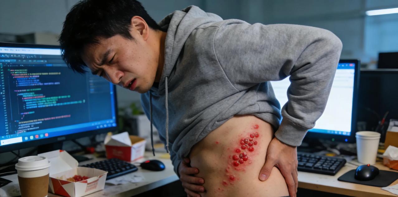人为什么会得带状疱疹？你腰上那串火烧火燎的水疱，根本不是皮肤过敏，不是上火起