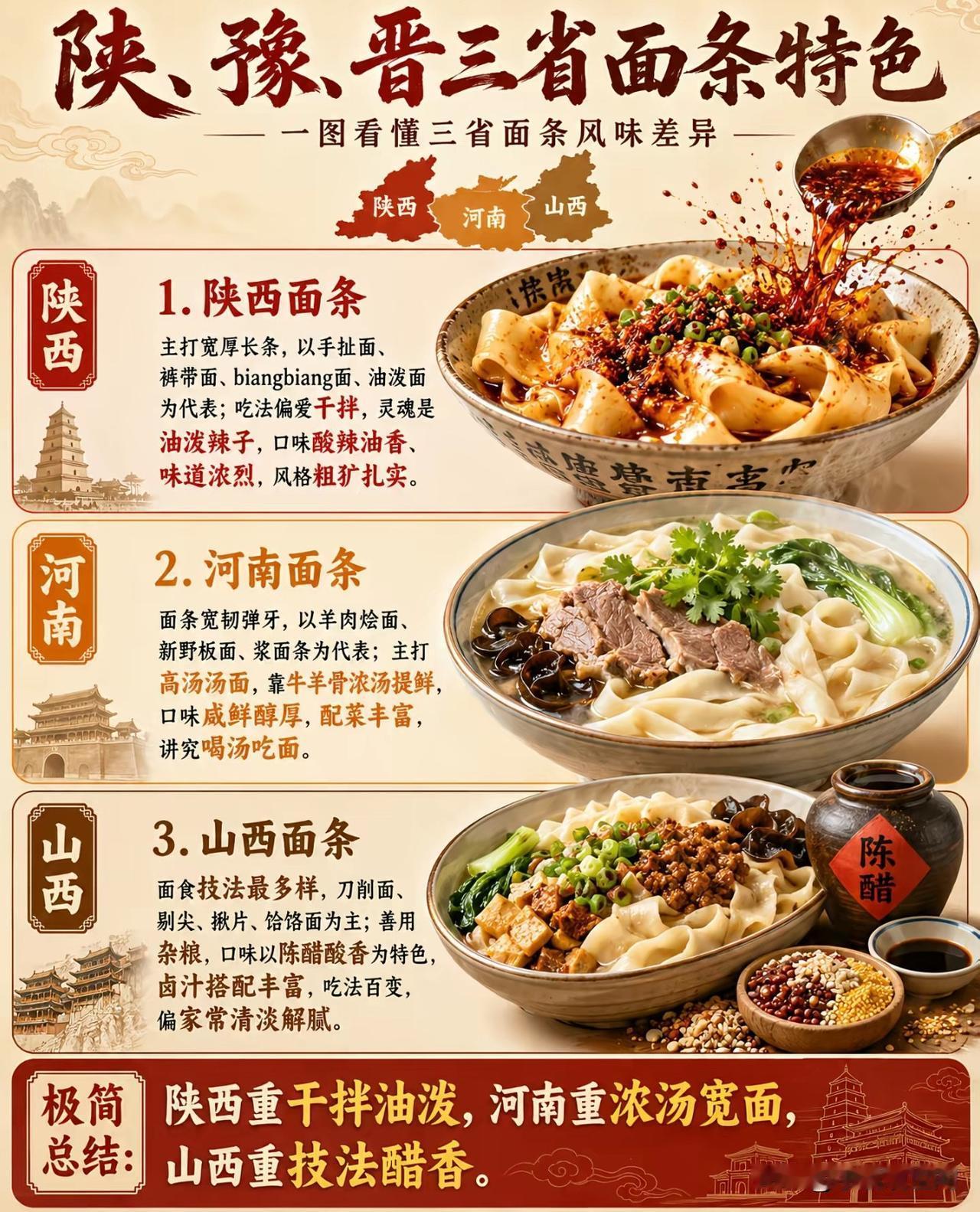 山西、陕西和河南三个省份的面条，你最爱吃哪个省的面食呢，我虽然是山西人，但我更喜