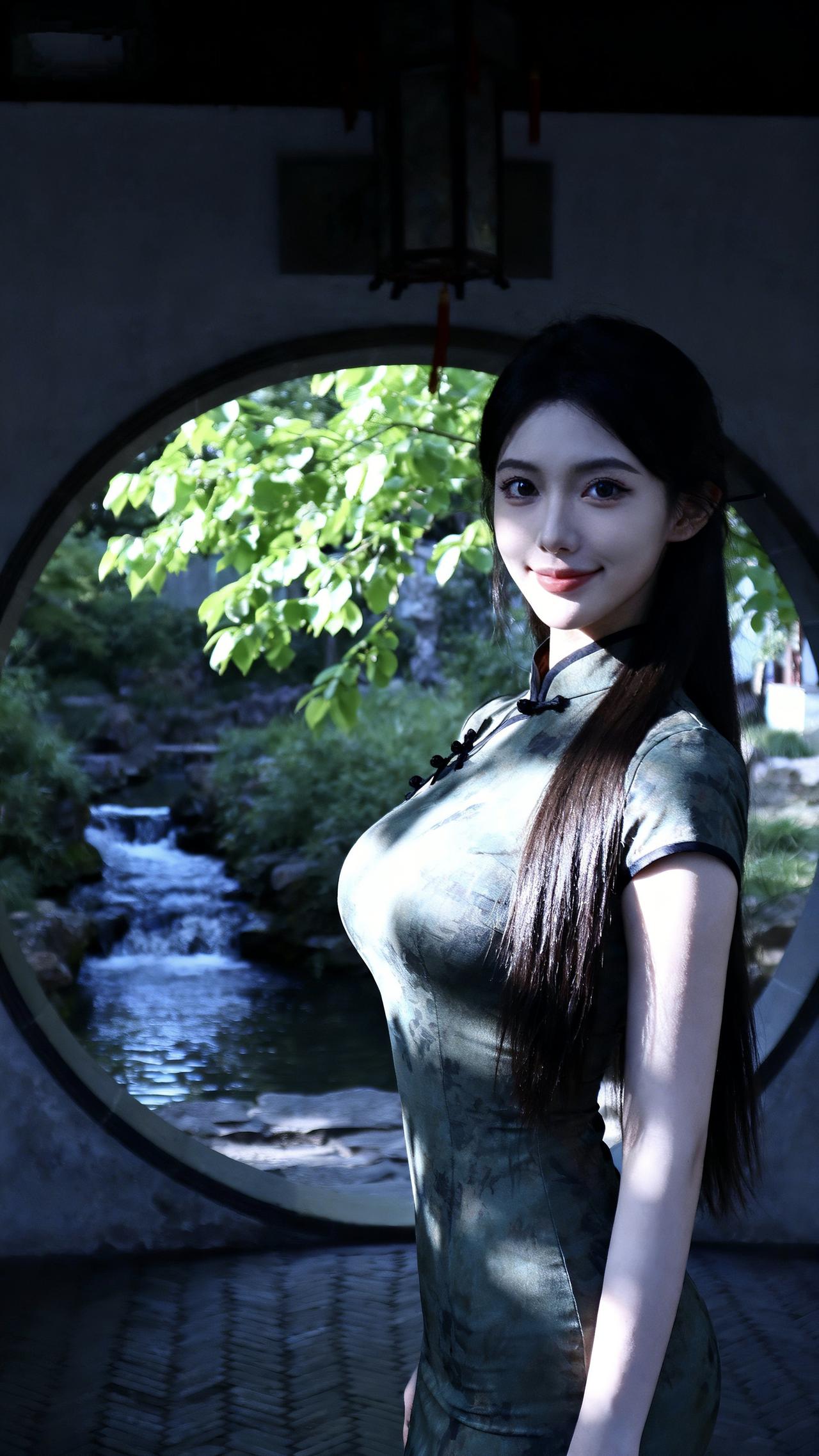 绿意盎然摄影拍照美女美景佳人