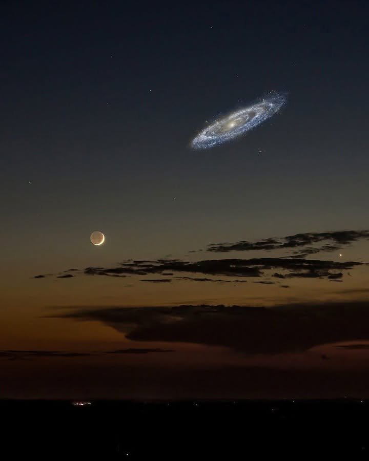 如果仙女座星系更明亮，我们的夜空就会是这个样子……