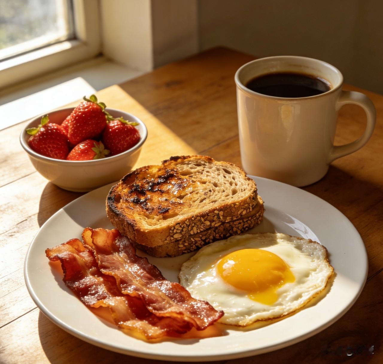 有好好吃呀，元气满满的一天从早餐开始～你呢，今天吃早饭了吗？🍞☕