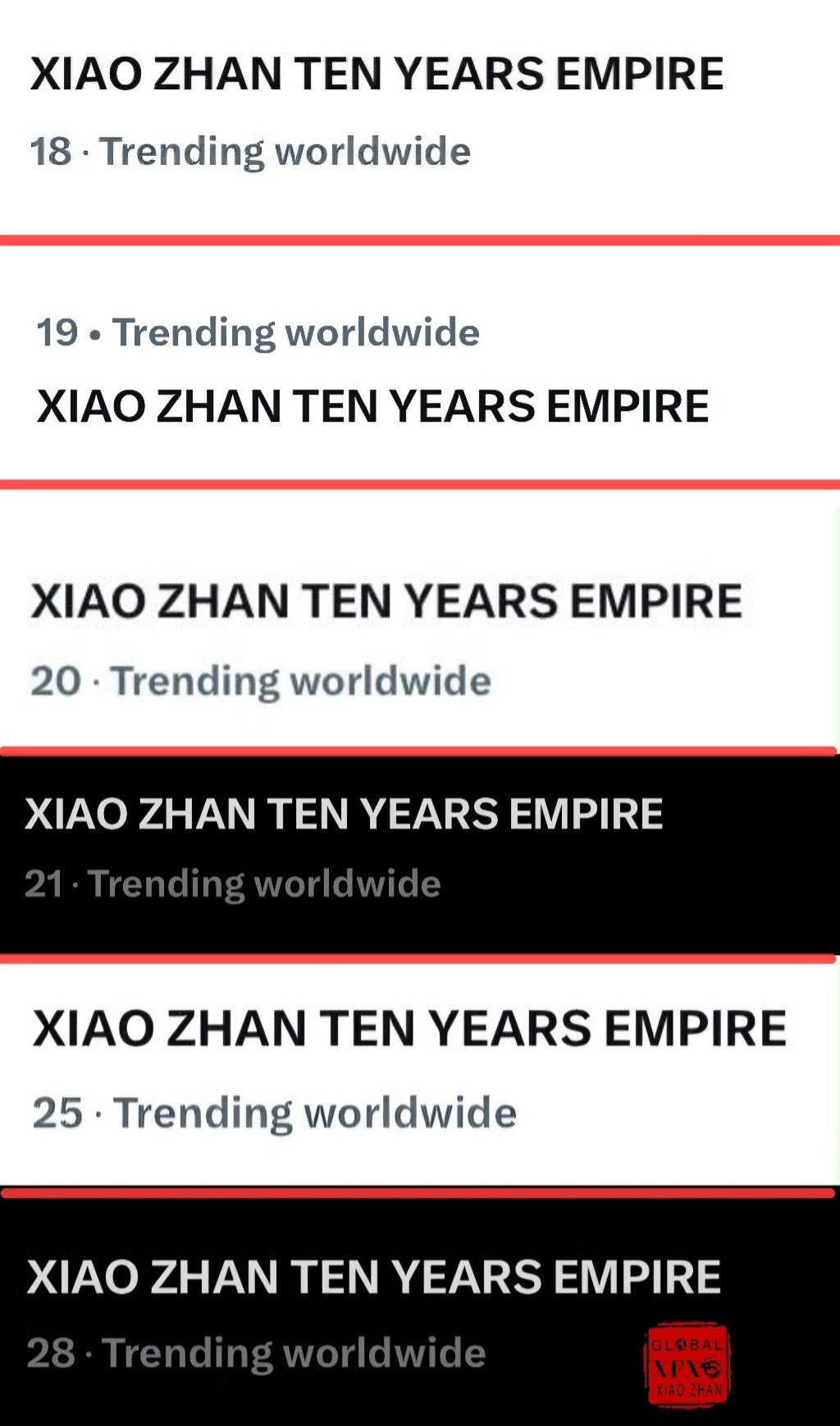 9月28日零点刚过，“XIAOZHANTENYEARSEMPIRE”话题
