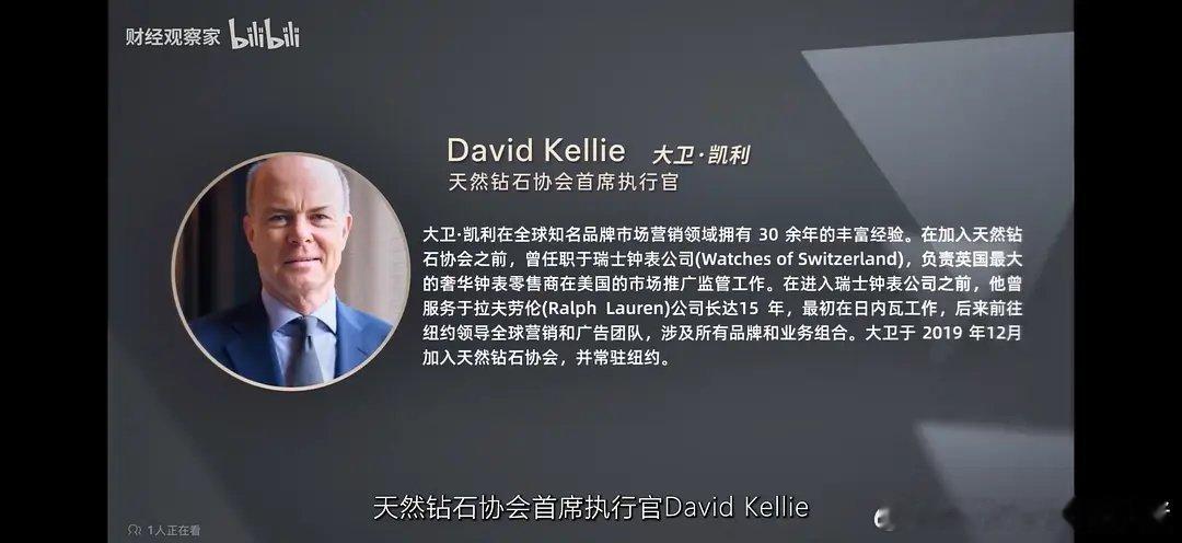 天然钻石协会首席执行官接受采访提到代言人邓为很出色，在市场上产生重大影响，社交媒