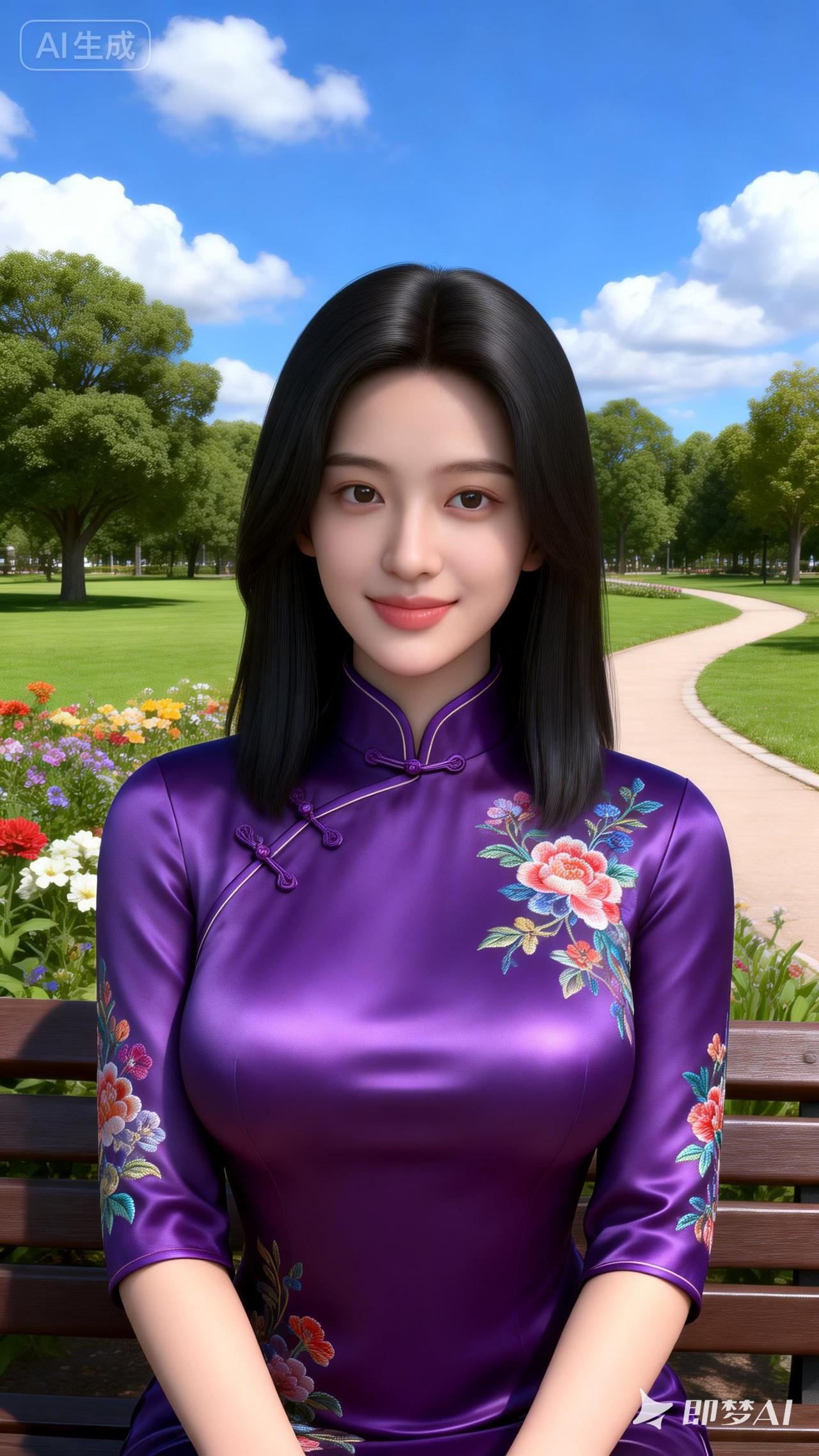 优雅旗袍，花间漫步，尽显东方韵味