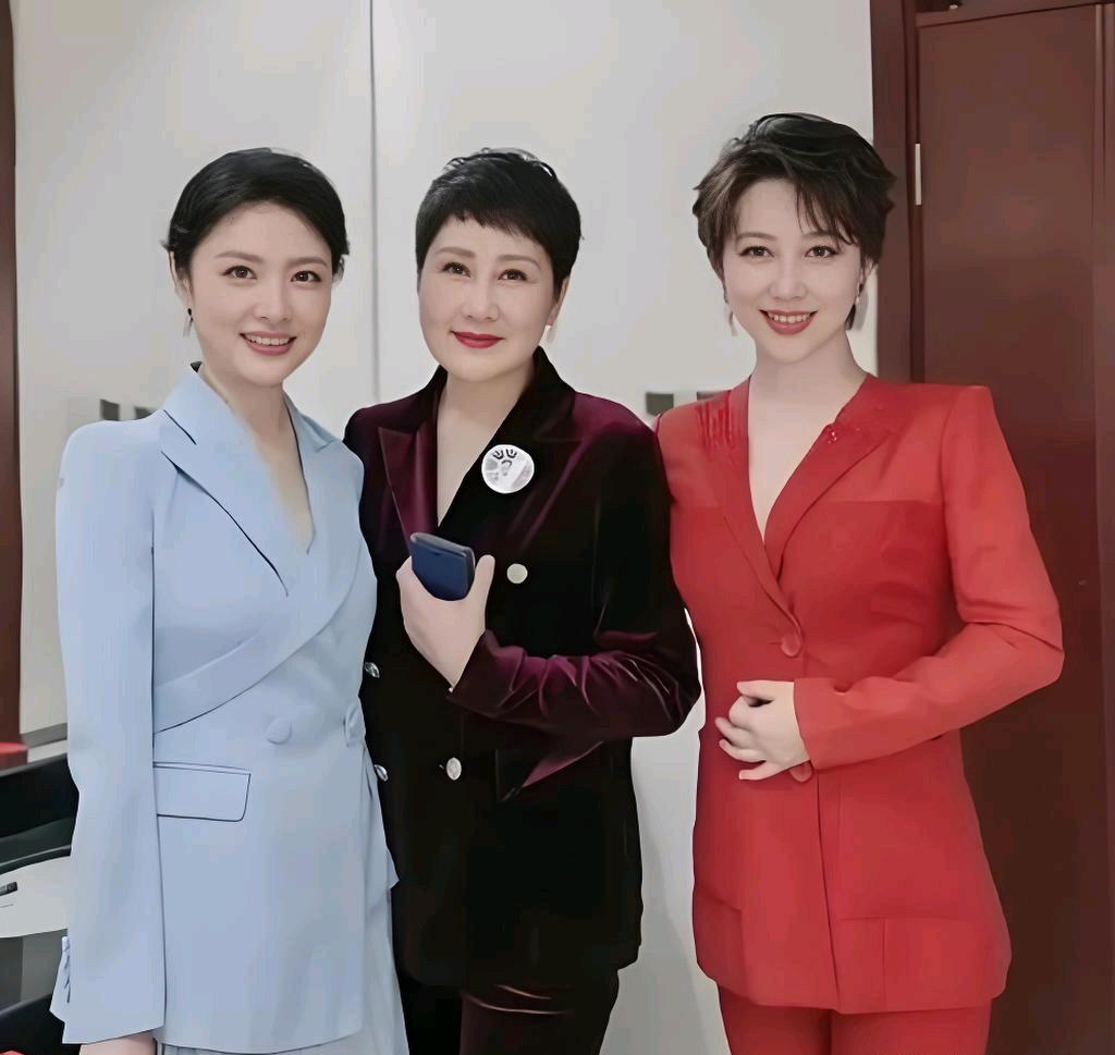 周涛是央视的第一美女，中间的张凯丽是气质美女，老了风韵犹存，那旁边这位是谁，估计