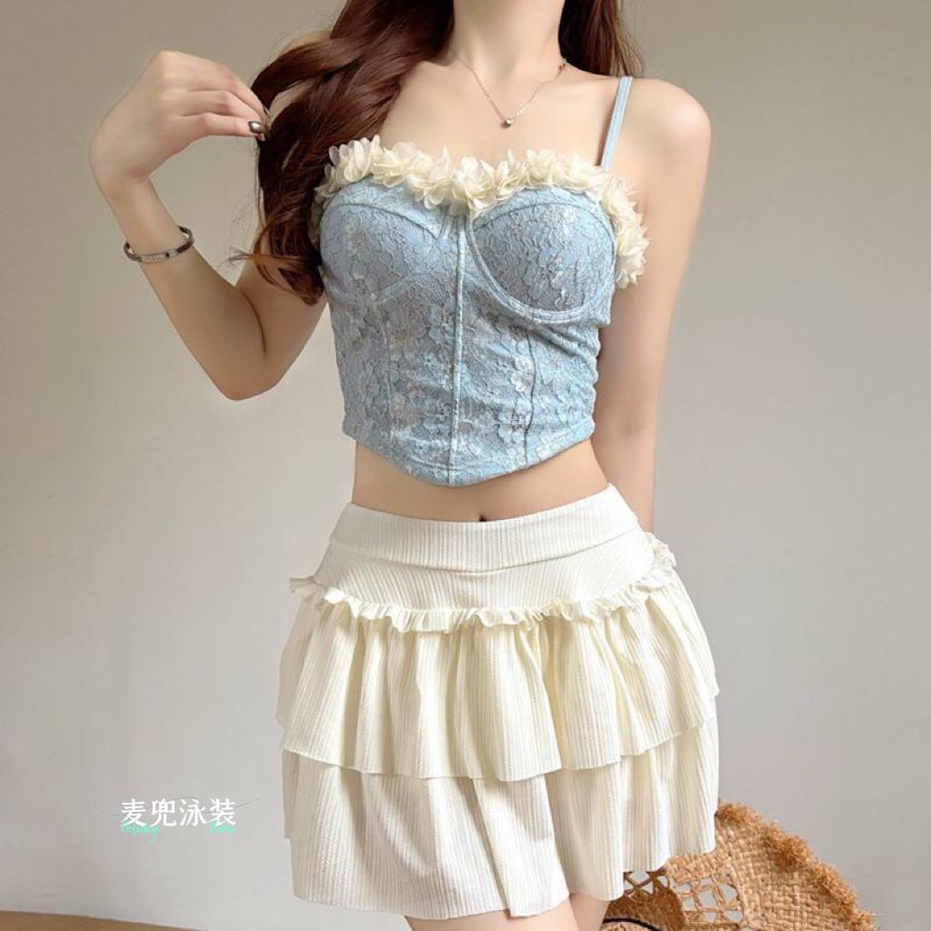 温柔系假日温泉♨️仙女范度假泳装海滩泳池比基尼泳装穿搭风格海滩泳装海滨型泳