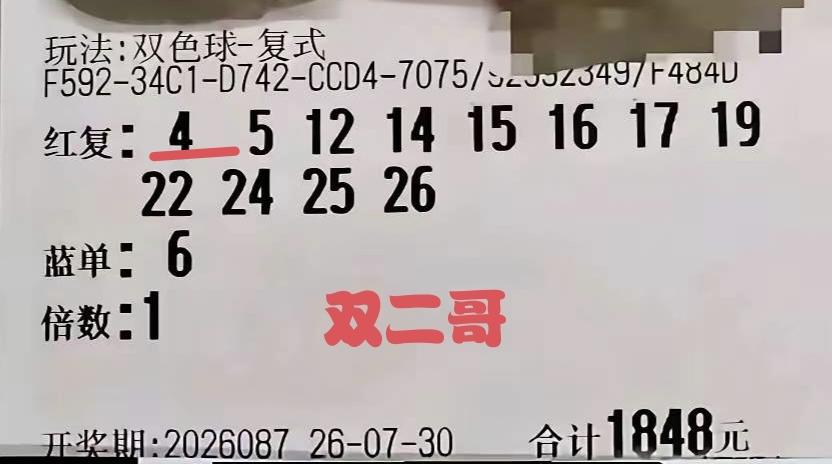 双二哥又失败了，在第87期福彩双色球中仅拿到1+0的成绩，依旧未能突破不中奖的僵
