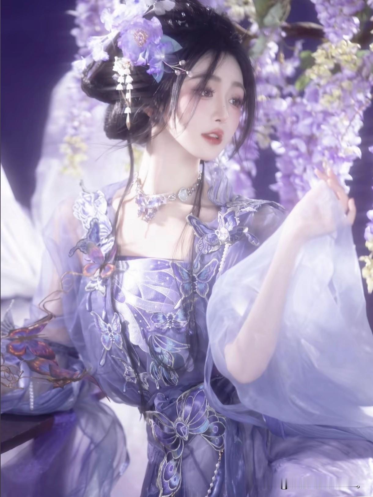 紫藤花仙子梦幻紫花仙子花海蝴蝶仙子玫瑰花海仙子紫藤花精灵