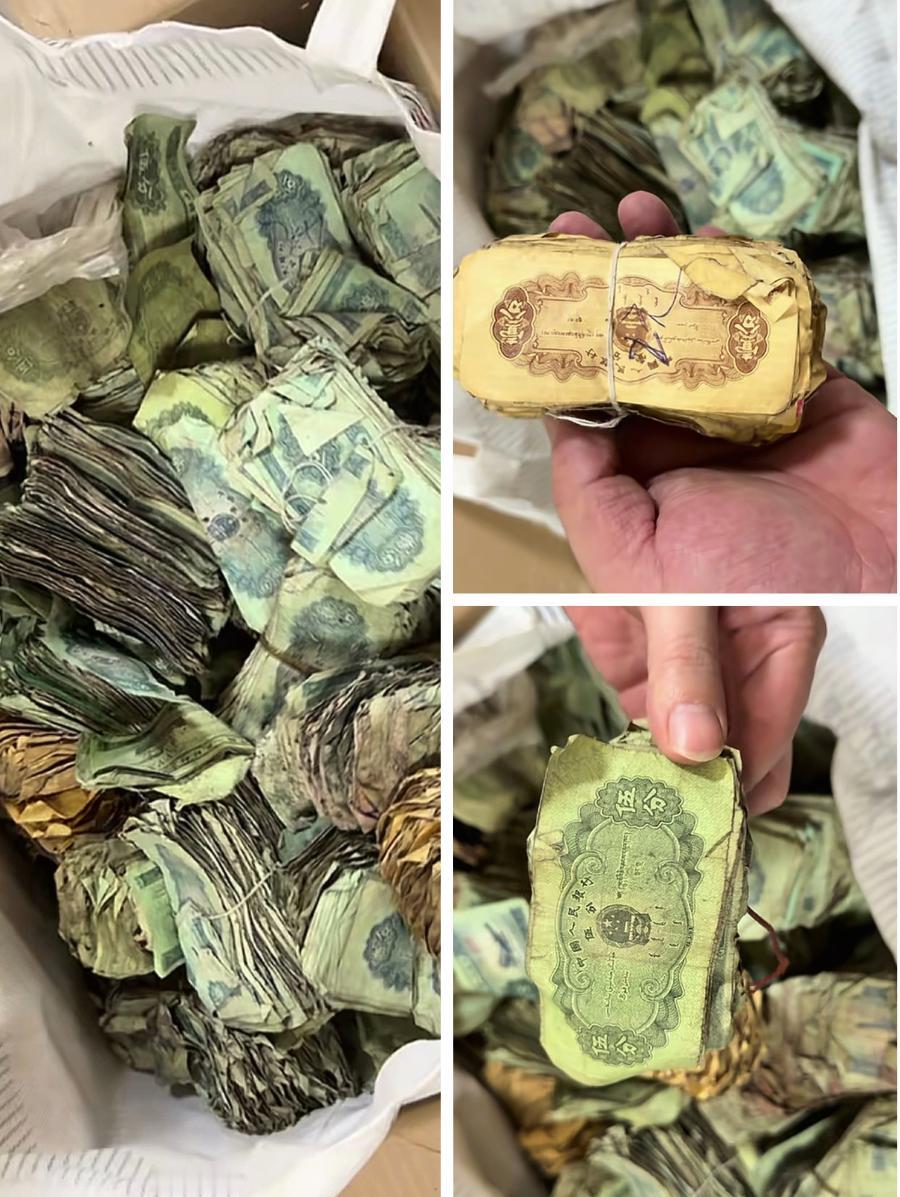 黑龙江佳木斯，一男子回老家收拾东西，突然在老旧的柜子里面翻出一个包，摸着鼓鼓囊囊