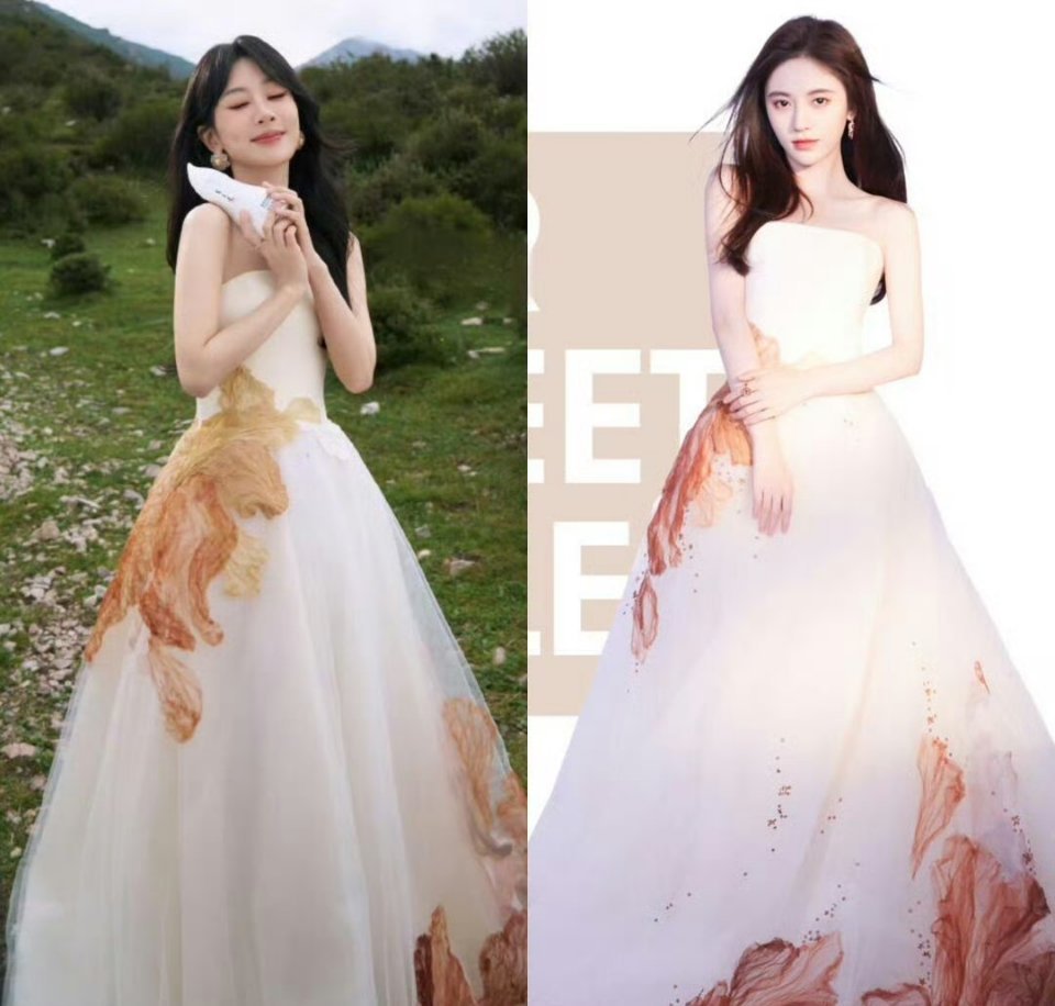 杨紫、鞠婧祎穿的居然是一模一样的裙子😳感觉只有鞠婧祎穿出品牌的美了杨紫鞠婧