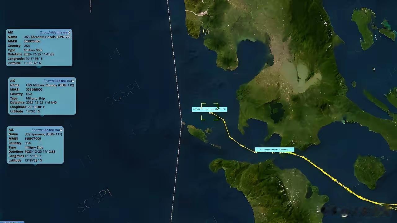 美军林肯号航母打击群进入南海​12月25日，美海军“林肯”号航母及其航母打击群