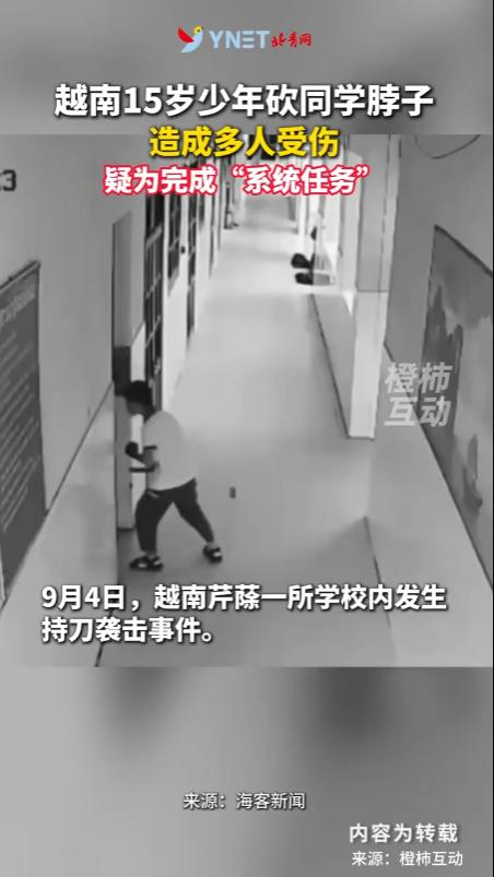 越南胡志明，一名15岁的少年带着刀具进入学校，袭击了多名同学，造成5名学生受伤。