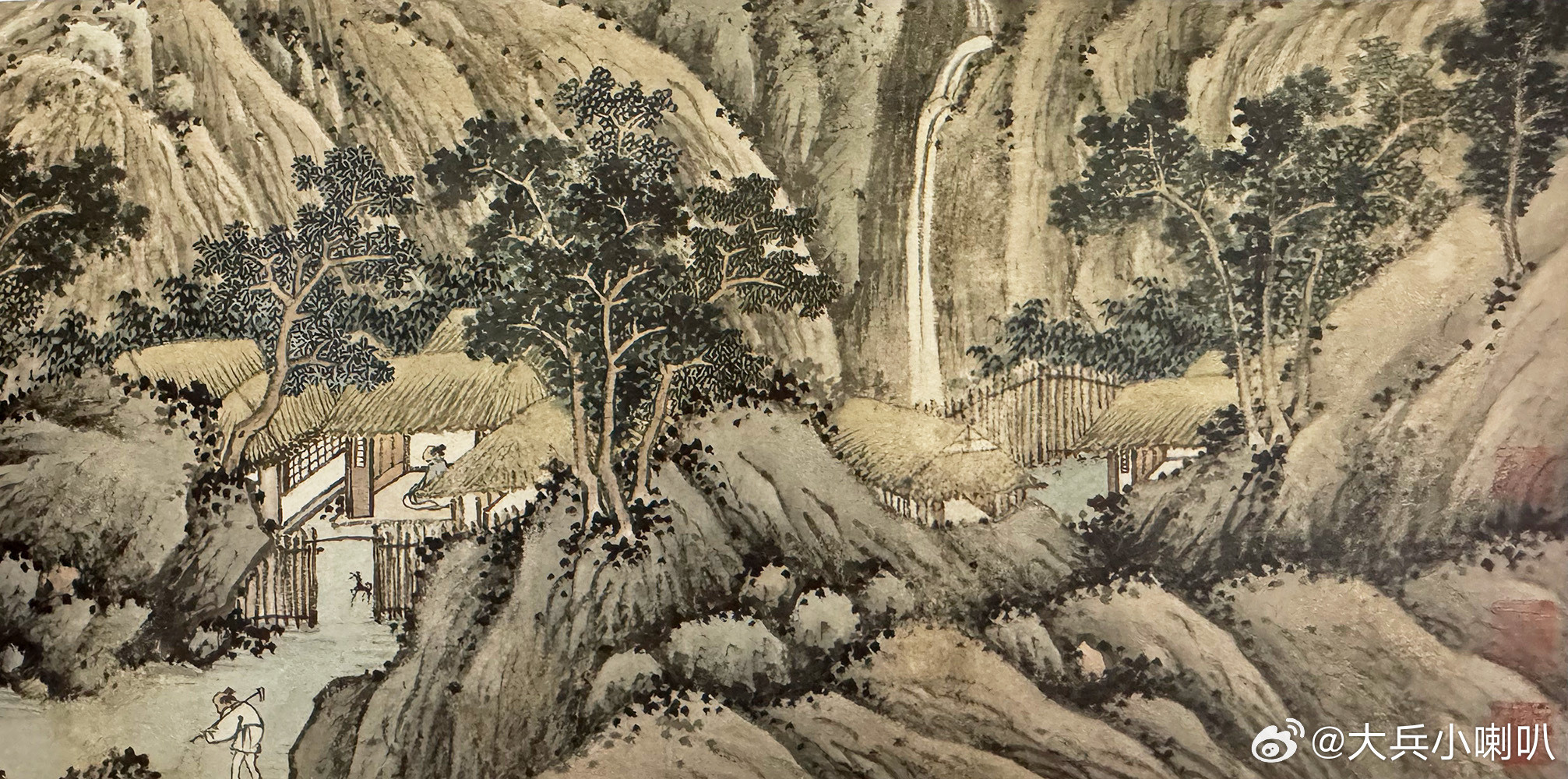 国史古风【中华名画欣赏《耕读图》（沈周）】《耕读图》以苍秀的笔