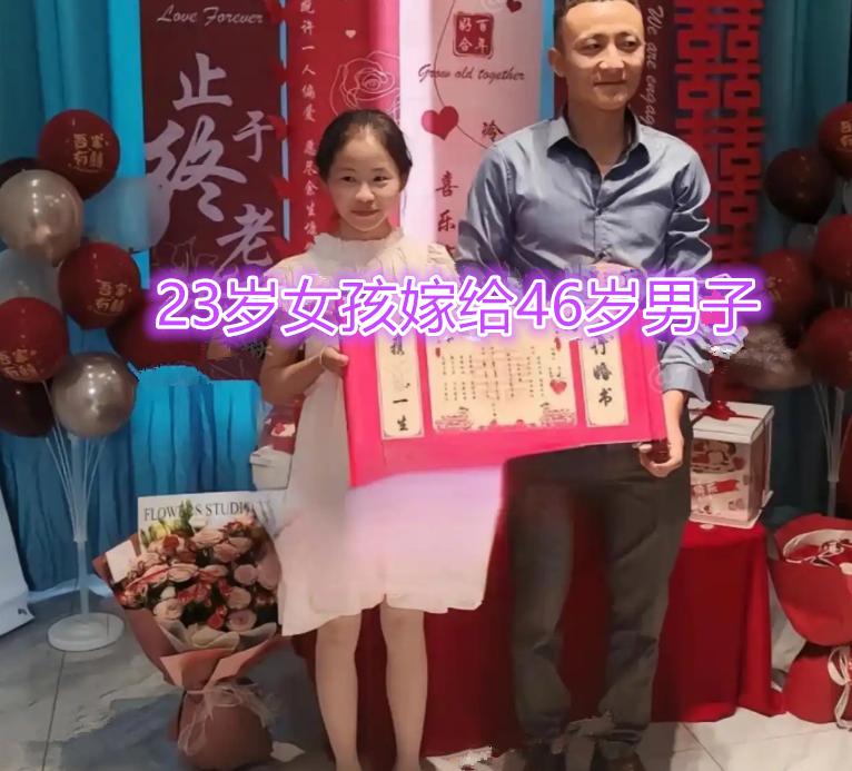 23岁女子嫁46岁大叔，笑得合不拢嘴，网友热议。这桩婚事，因为新郎新娘足足差