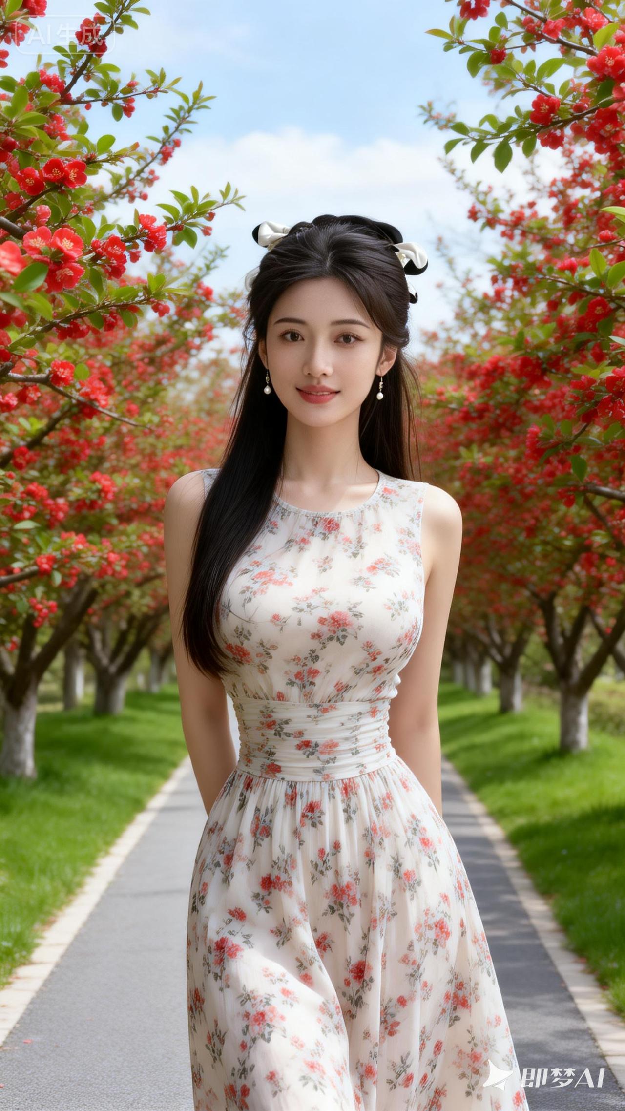 樱花树下，少女轻笑，春日里的浪漫时光。🌸💕