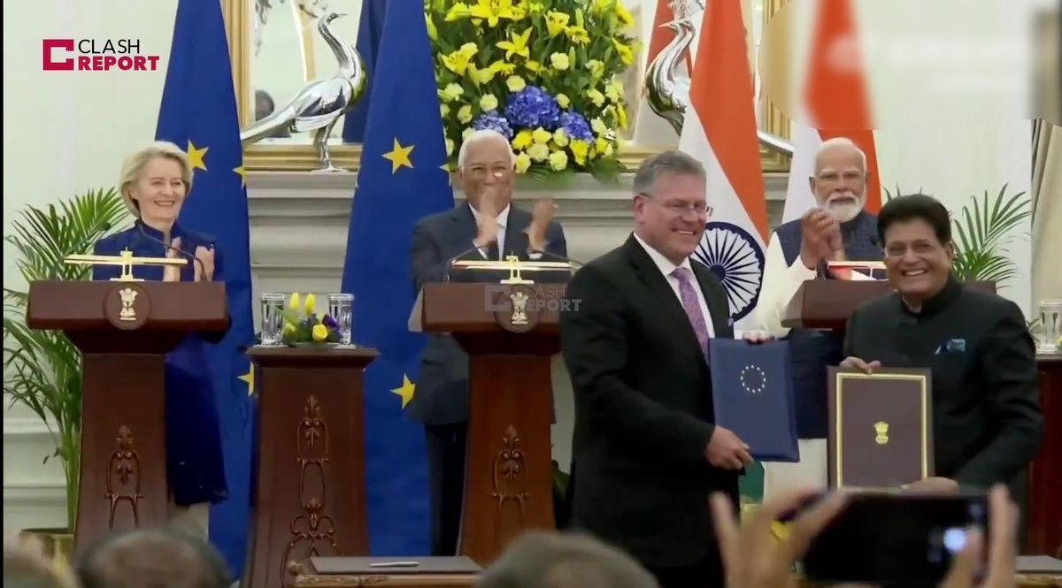 印度欧盟签下历史性协议，冯德莱恩激动宣布“欧洲做到了”，全球笑而不语 这场合