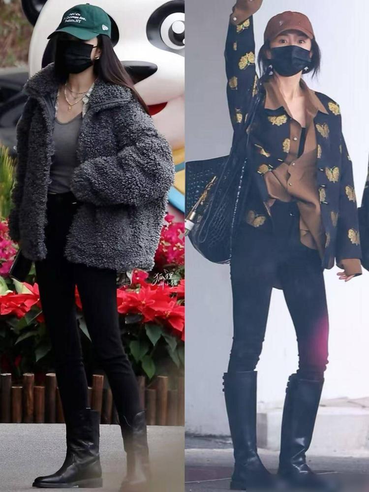 看杨幂穿长靴，我悟了：搭短裙、修身裤更显腿长，既保暖又洋气！❄️冬天真的不用