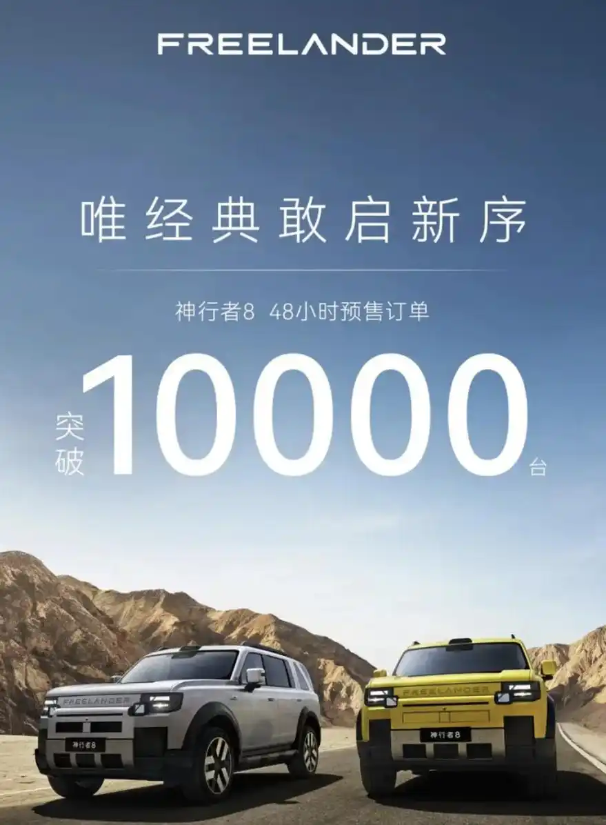 神行者8预售48小时订单突破1万台的消息是真实的，这一数据已获官方及多家媒体确认，且上市后12小时再