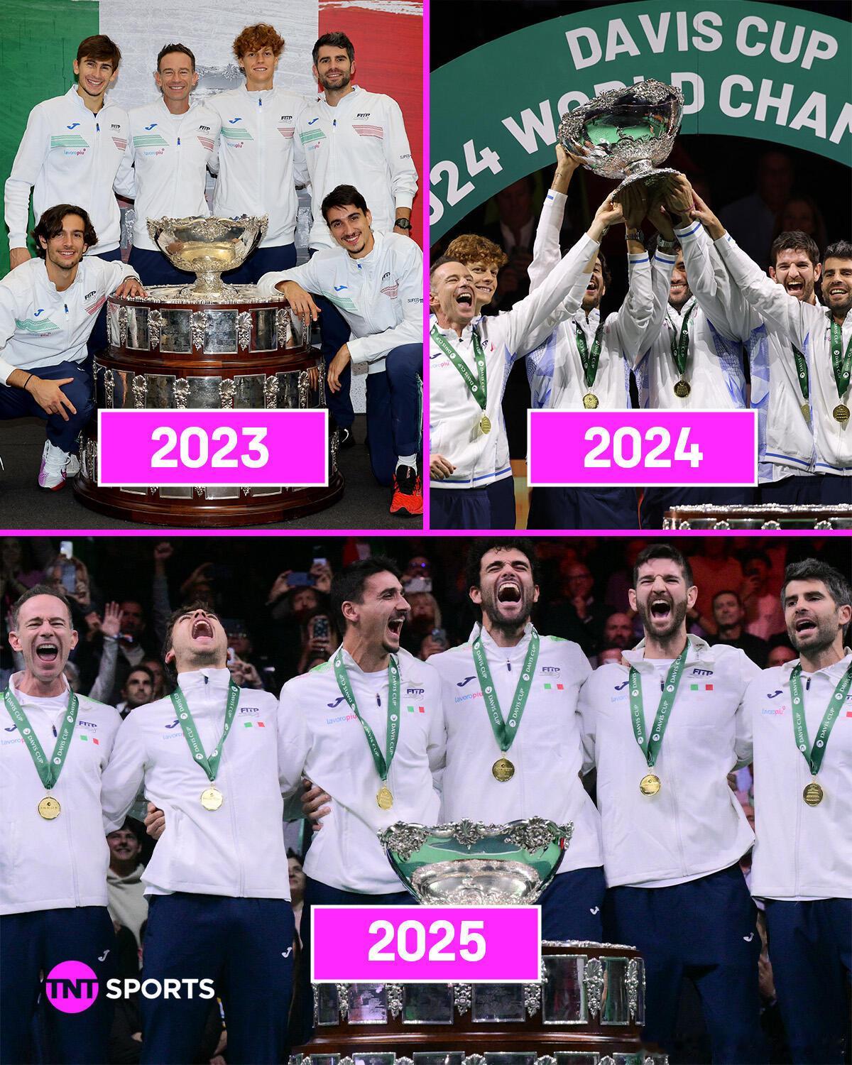 最近五届网球团体赛冠军：2023年戴维斯杯-意大利🇮🇹2024年比利·简