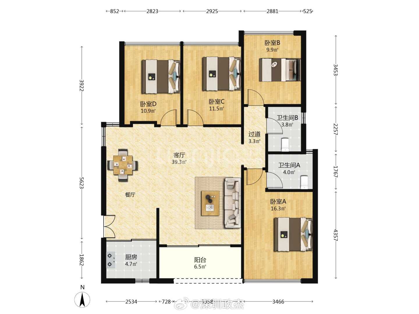 龙华红山金亨利二期94平1100万刚成交，单价11.7万，毛坯。这边租金都不高，