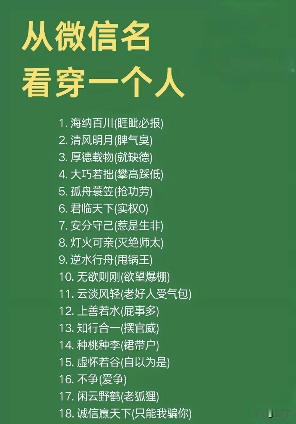 以上微信名字都是在许愿，可事与愿违。