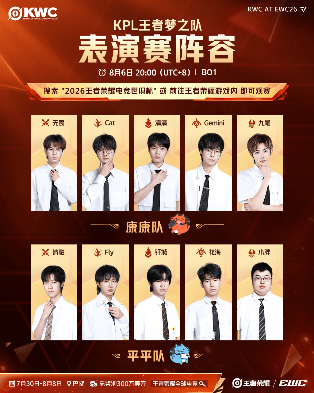 KWC梦之队重磅集结: 九尾/钎城/花海/Cat/Fly/小胖在列