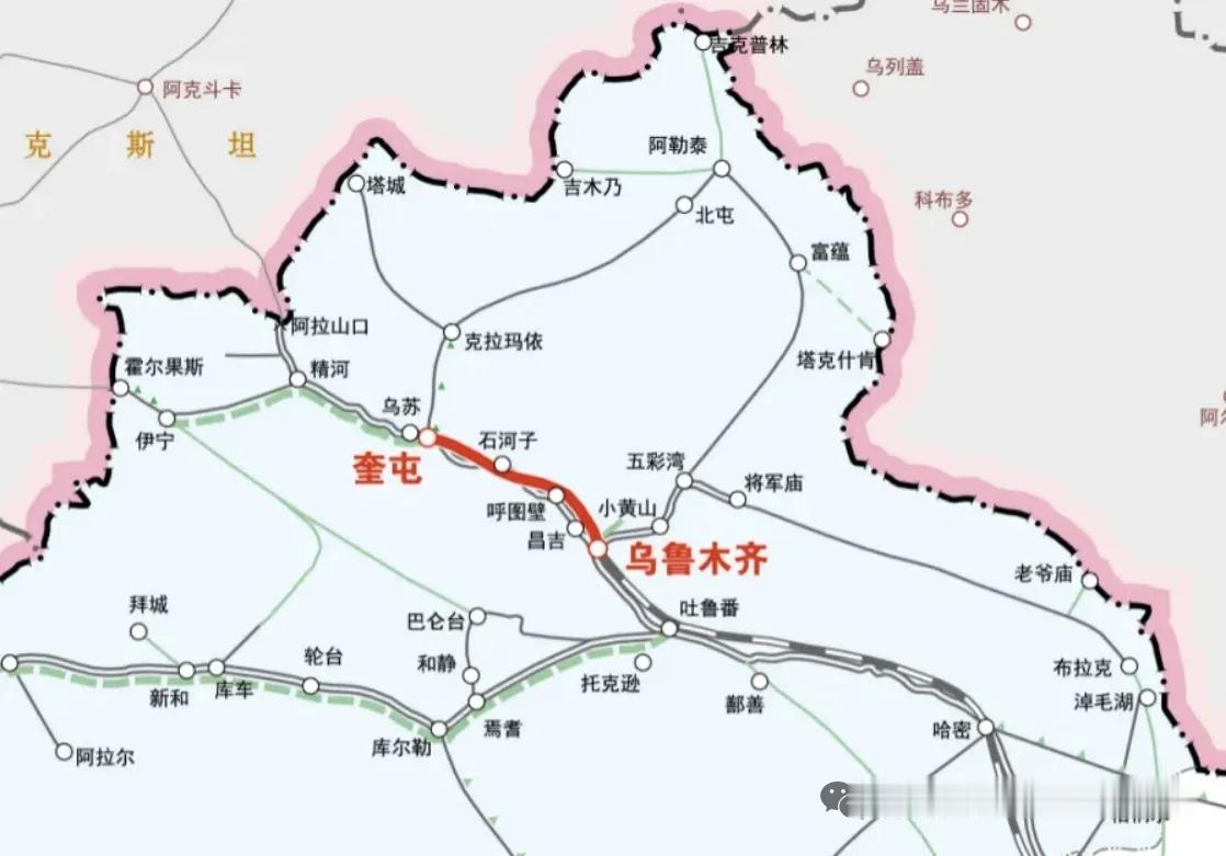 乌奎高铁要来了吗？乌奎高铁正线全长224.6公里，建成后我国高铁网络将向西延伸2