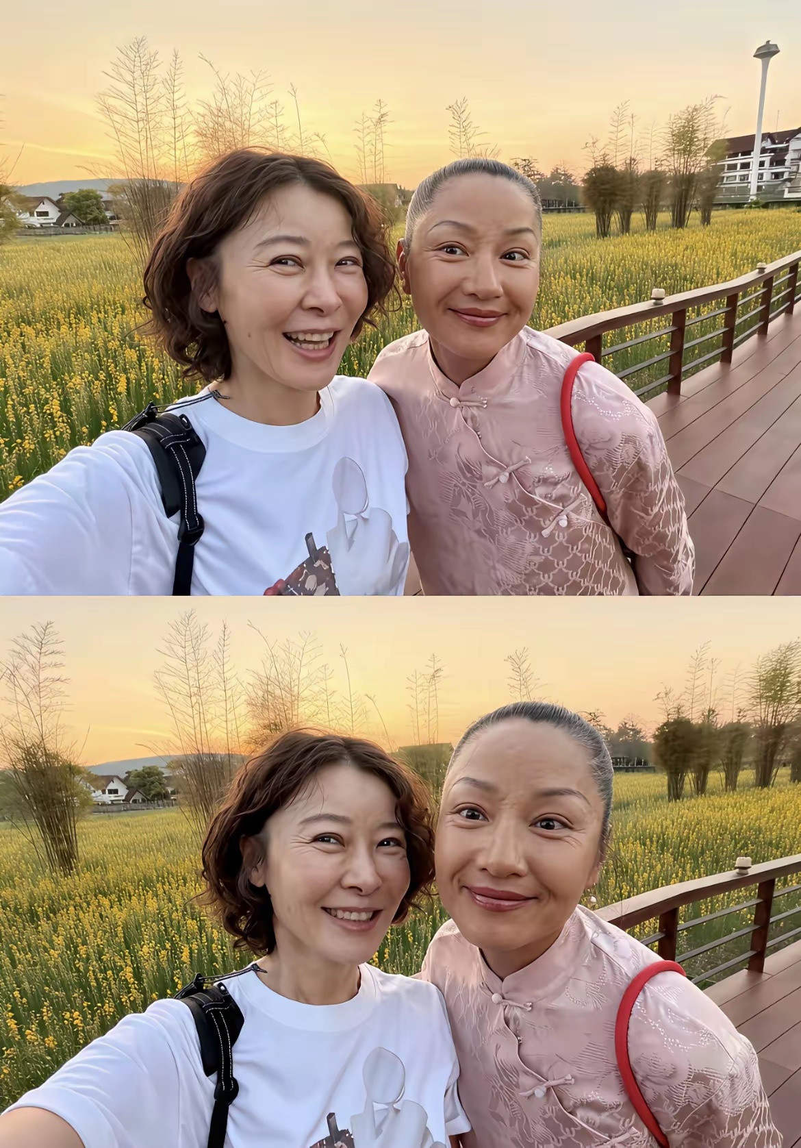 果然没有头发就显得老瞿颖跟同龄人站在一起老了不止五岁