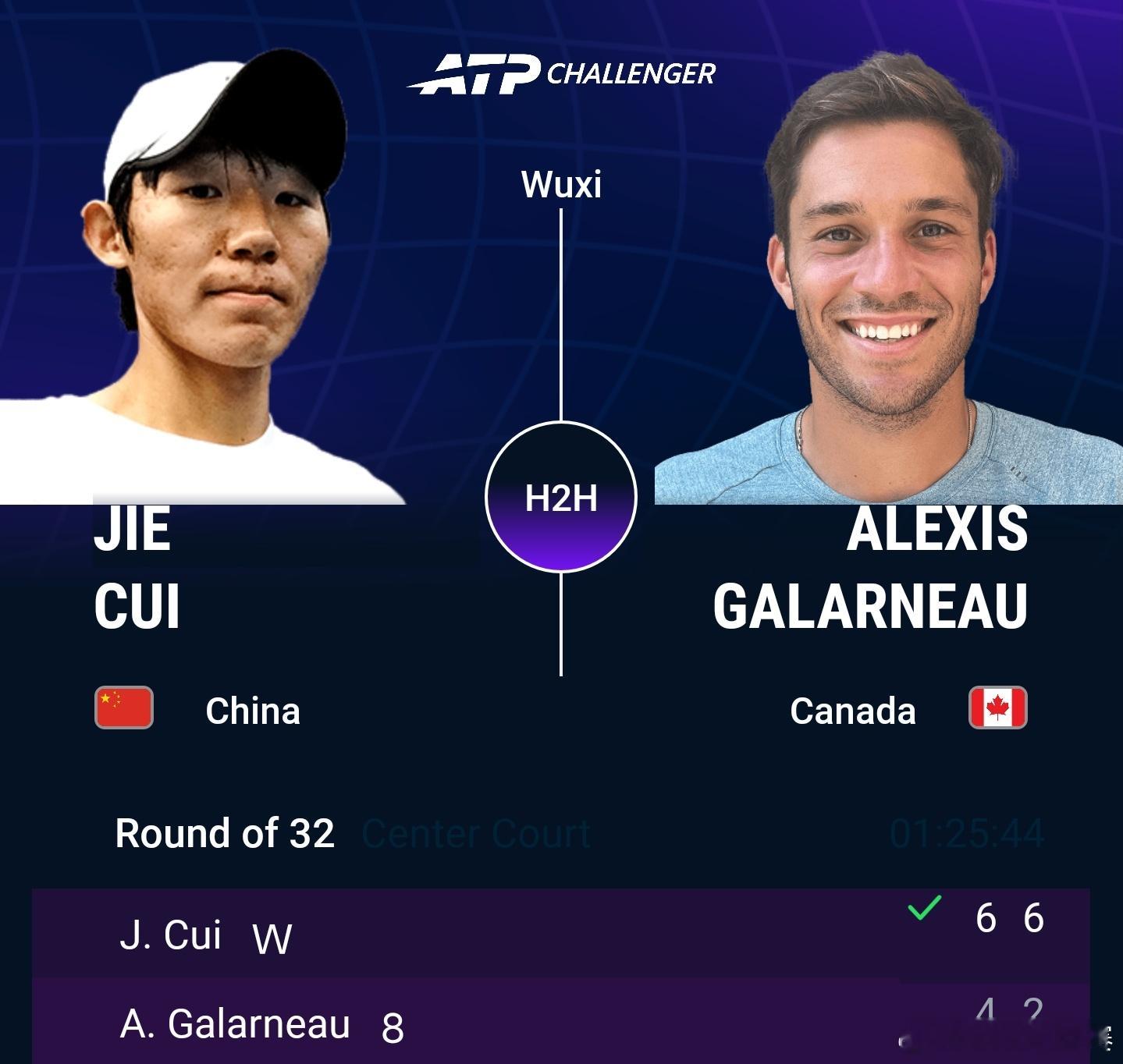 ATP挑战赛无锡站首轮，中国大陆选手赛果汇总👇布云朝克特6-47-5史