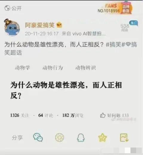 为啥动物都是雄性漂亮，而人类却相反？？？