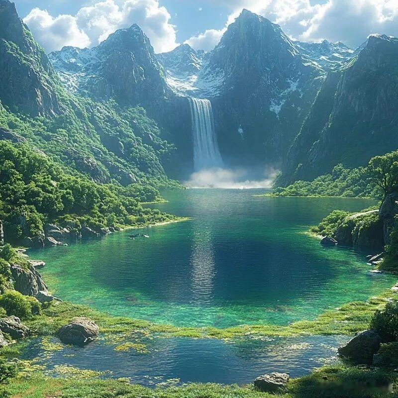 青山悬飞瀑，碧水映云巅～​​​