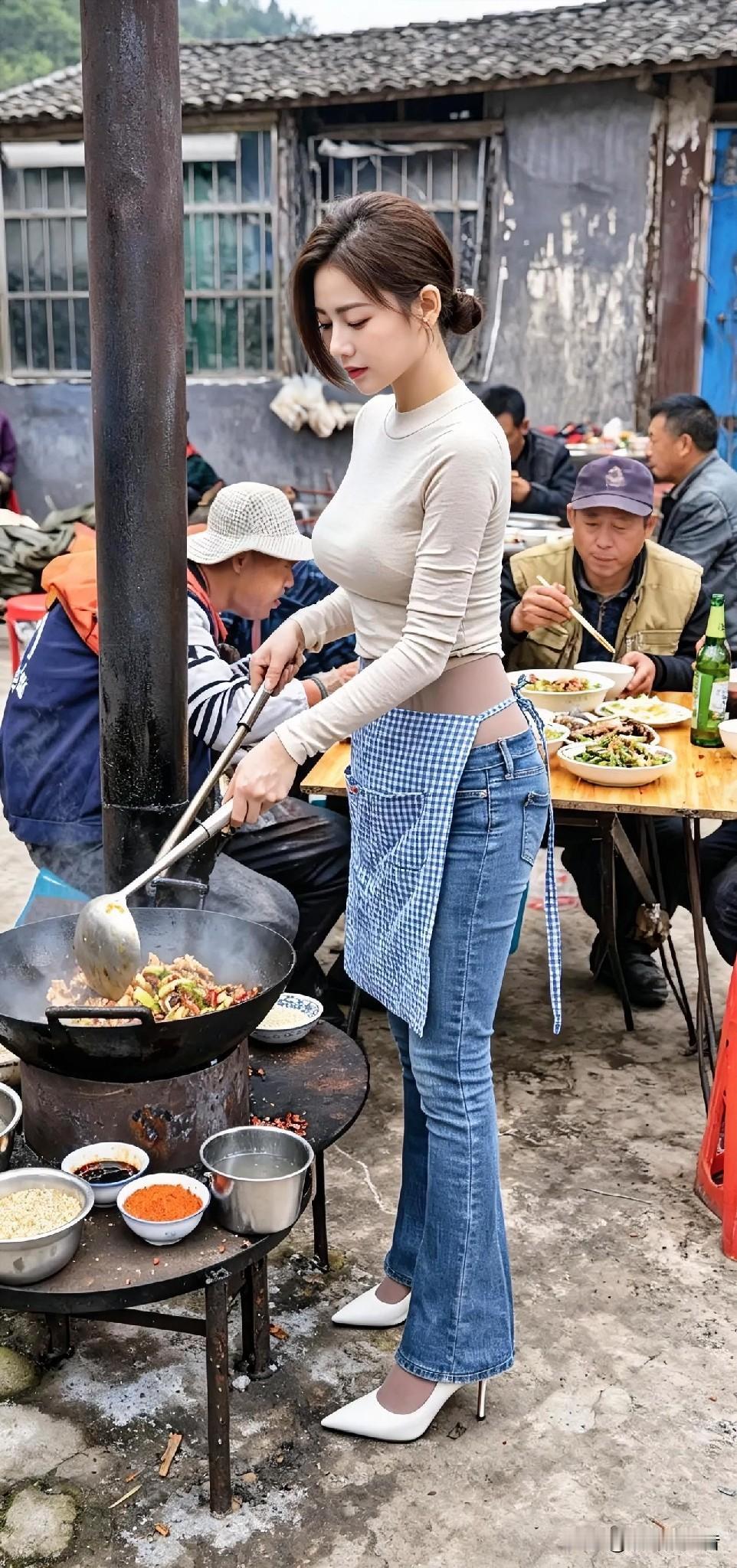 这姑娘摆摊做小炒，天天生意都这么好，不想发财都难。小编说，这姑娘今年高考没考上