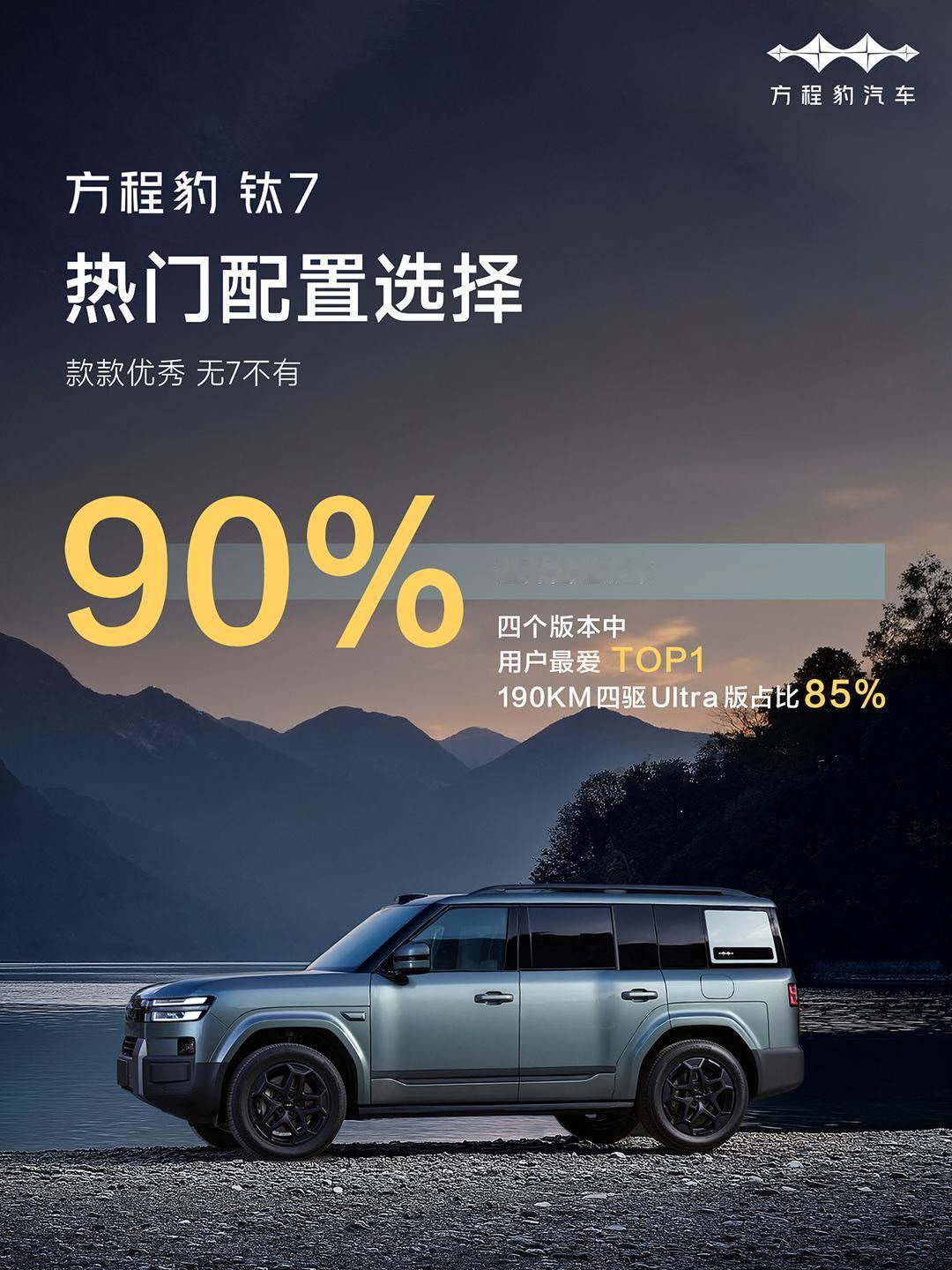 方程豹钛7的爆火，源于比亚迪“好技术+好产品”的爆款公式。首月交付11674台，