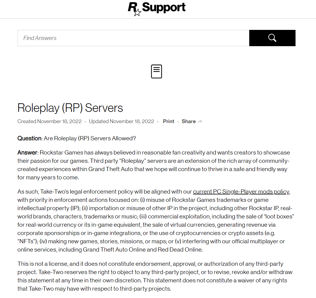 R 星: 我们支持玩家自建《GTA OL》私服, 但不可以赚钱