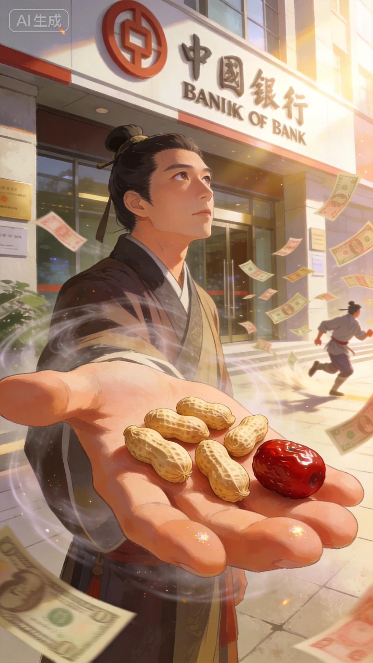 银行门口坐10分钟，念三遍“发财令”5颗花生1颗枣，票子追着你跑你信不信？票
