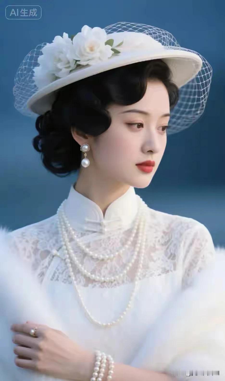 沉鱼落雁，闭月羞花冰肌玉骨，明眸皓齿民国美人，高贵气质优雅端庄，千娇百媚