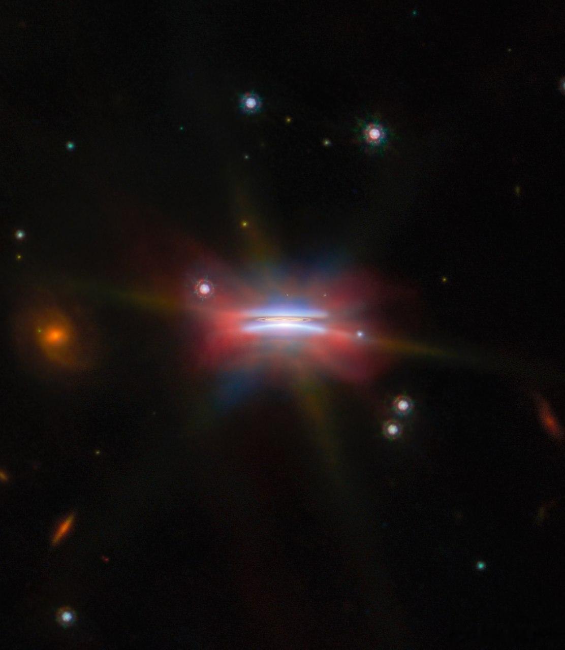 詹姆斯·韦伯太空望远镜拍摄的一对原行星盘：Oph163131和Tau04