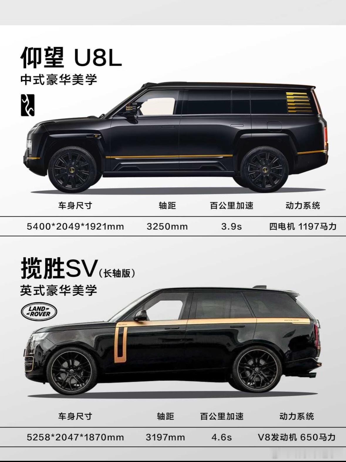 预算百万选SUV，刷到仰望U8L和揽胜SV的对比，直接瞳孔地震气场这块儿