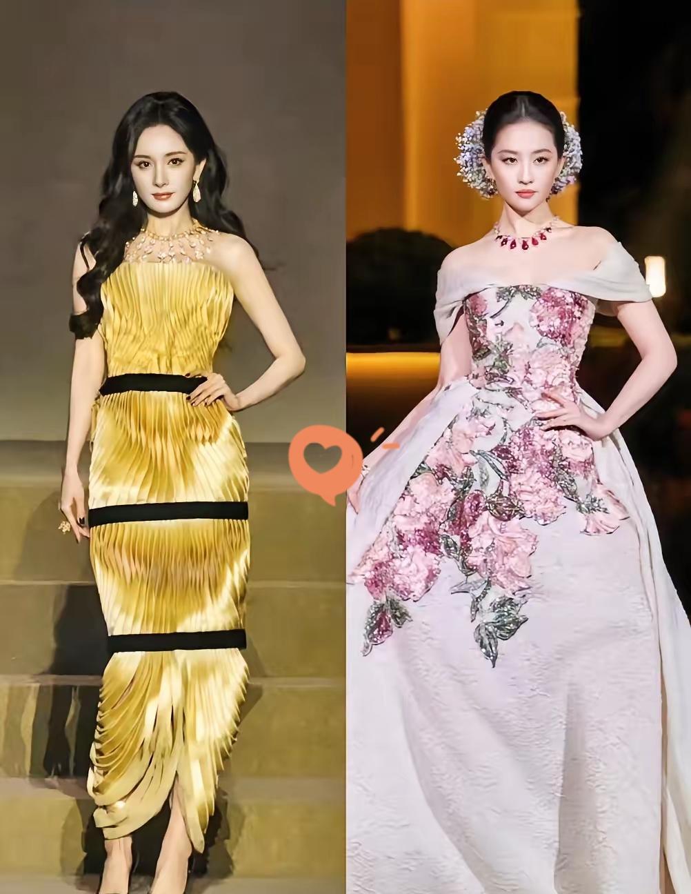 刘亦菲一出场,全场花都活了。三千朵真花缝在裙子上,不是P的,是五个巴黎老匠人熬