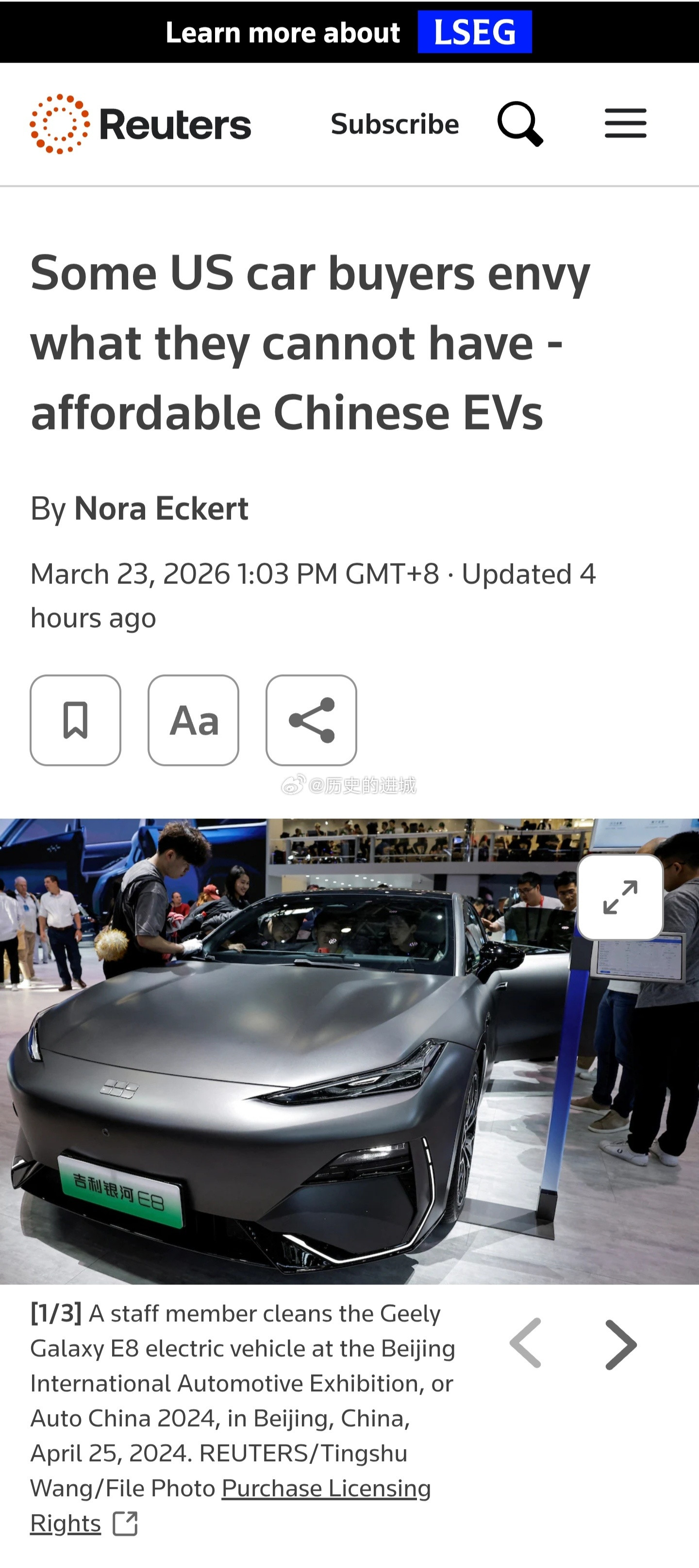 路透社报道，随着美国新车平均售价攀升至近5万美元，越来越多的美国消费者开始对物美