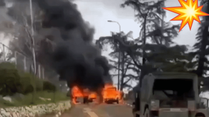 💥打爆鱿鱼军车-珍珠党反坦克导弹将它们炸成一团翻滚的火球，士兵在烈焰里连挣扎都