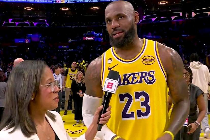 湖人战胜无库勇！老詹终于接受采访了！数据不会说谎：老詹虽然失误多，但是本场比赛的