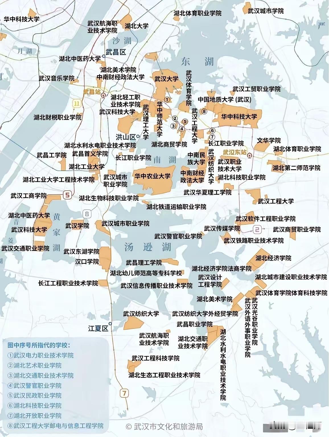 武昌区这地方，简直就是武汉的“学霸大本营”！你看地图上密密麻麻的学校，从顶尖的武