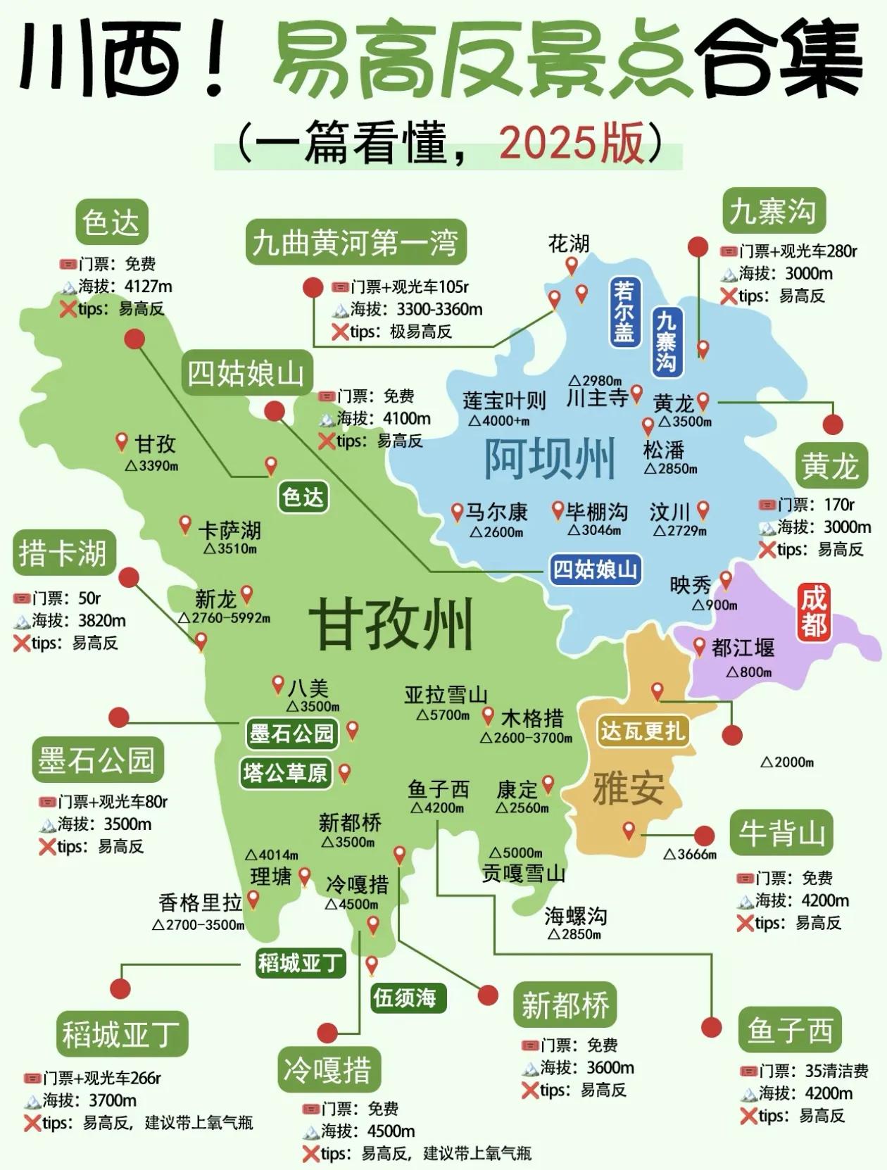 2025最新版～川西易高反景点合集，一目了然，赶紧收藏，出游前提前做好准备[比心]