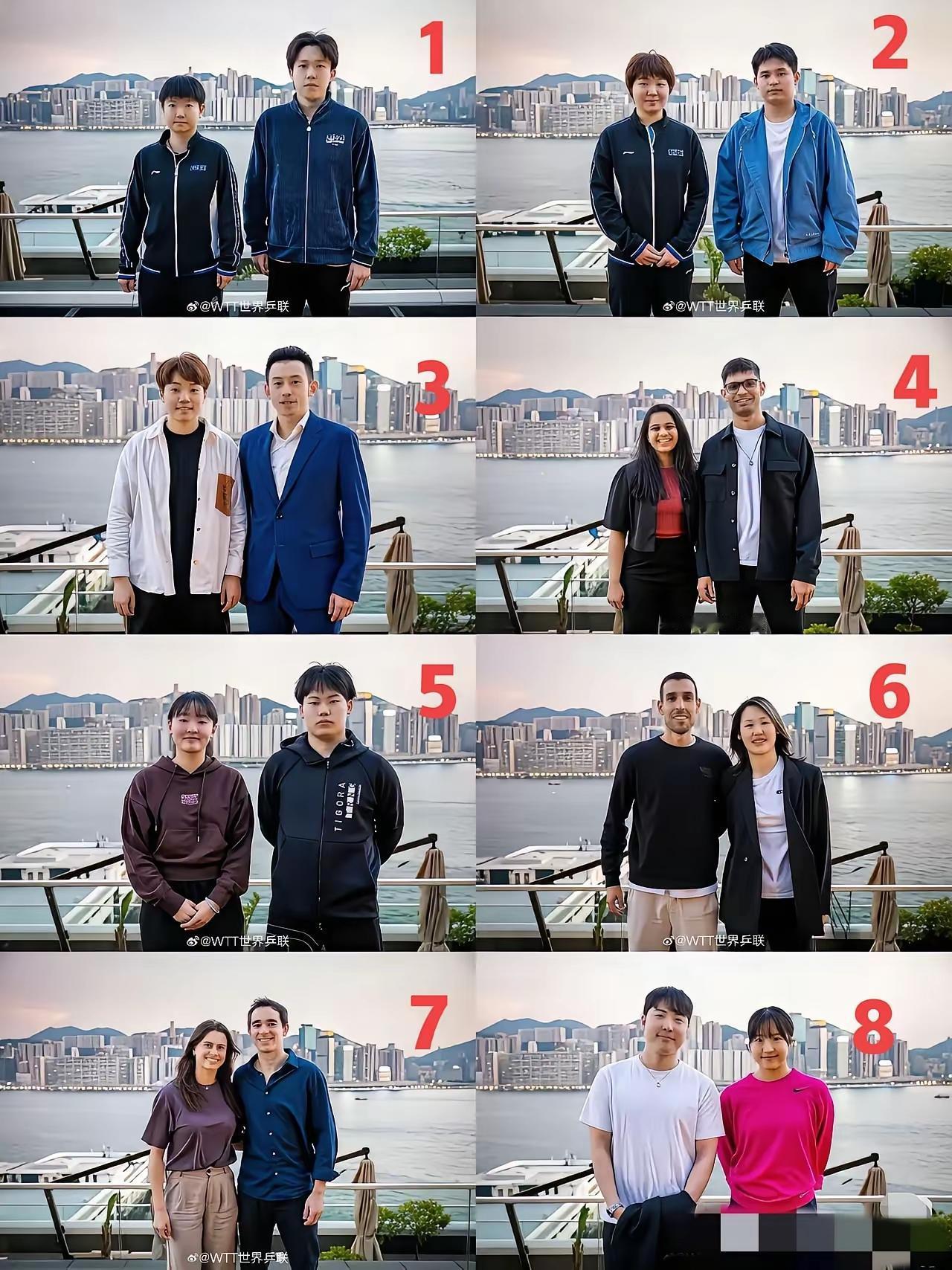 一对比，关系远近不言而喻。合照，彼此的关系显而易见。这八对混双组合，你最喜欢哪