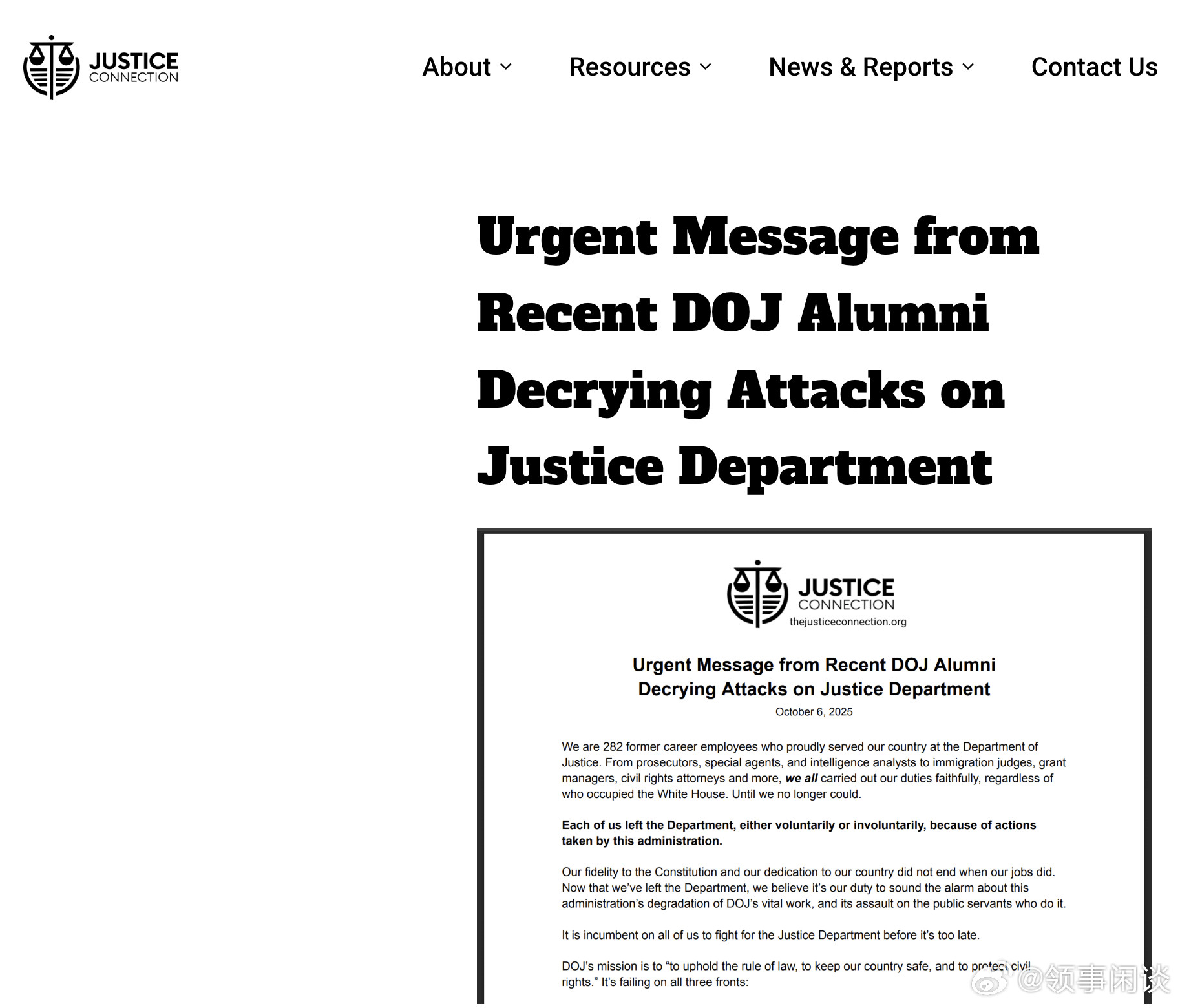 【美国前司法官员公开信：“我们有责任发出警报”】（Msnbc）违反法院命令、破坏
