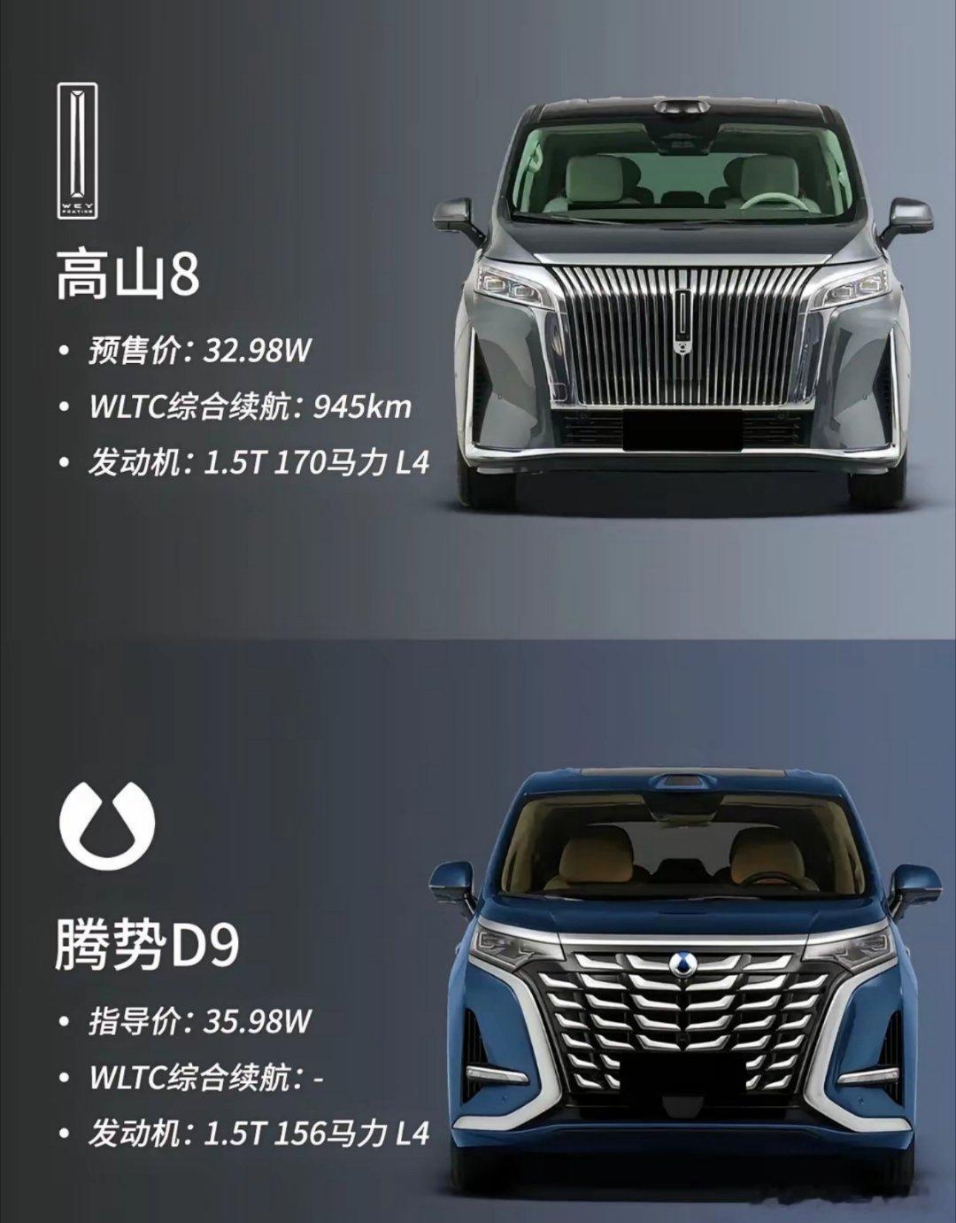 腾势D92024款插混车型的综合续航（CLTC）分别可达970公里（两驱车型）