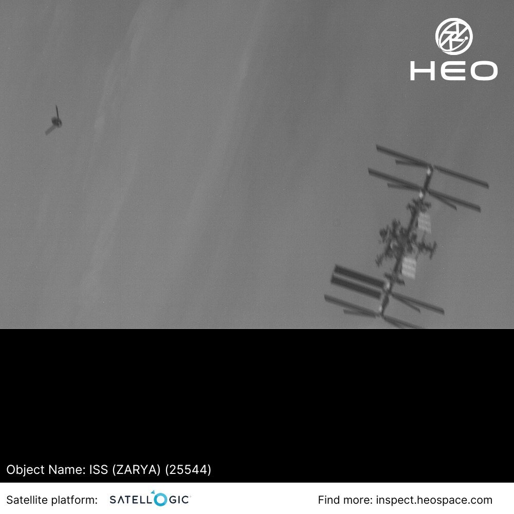 澳大利亚HEO公司的卫星天对天拍摄的日本HTV-X无人货运补给飞船与国际空间站对